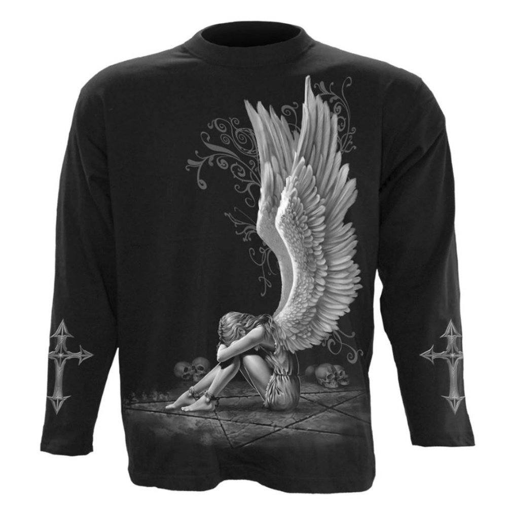 Enslaved angel gothic mens t shirt long sleeve